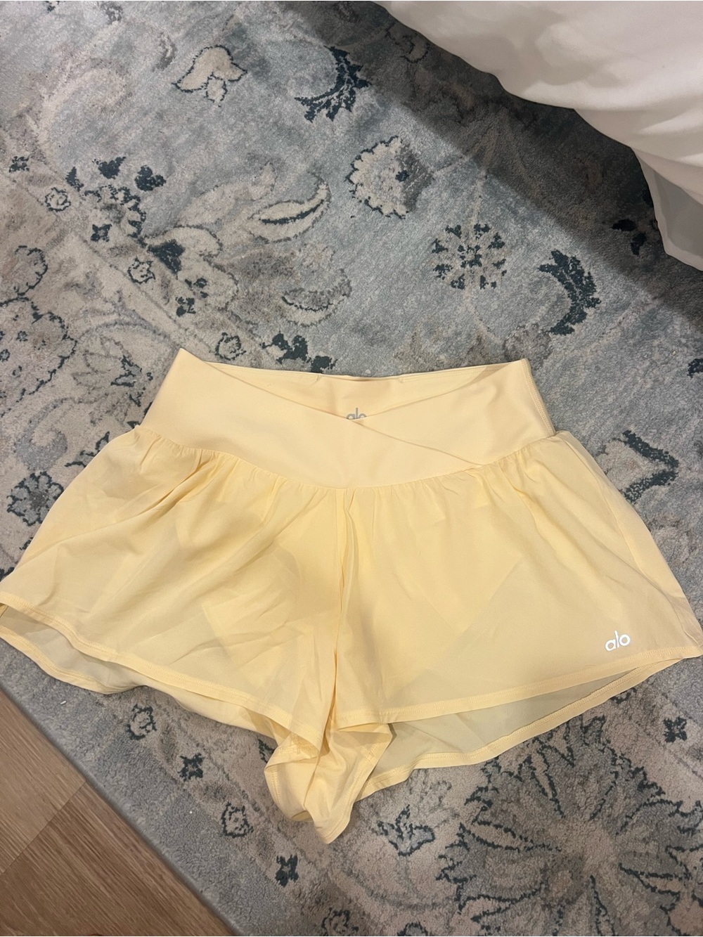ALO Yoga Pale Yellow High-Rise Athletic Shorts